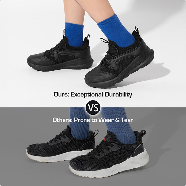 [DuraPlay Sheild Runner] Kids Lightweight Slip on Sneakers - BLACK - 1